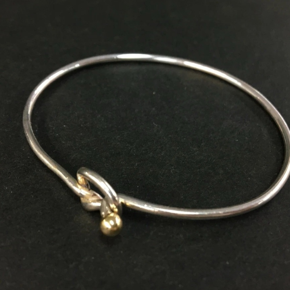 Tiffany & Co Elegant Silver and Gold Love Knot Bangle